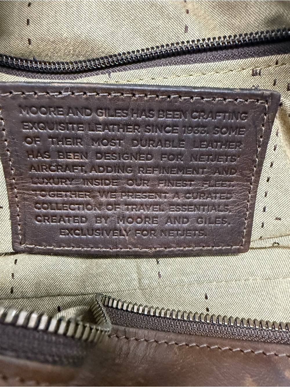 Moore & Giles Brown Leather Duffle Bag, Adjustable Strap, 19"-22 - Picture 6 of 8